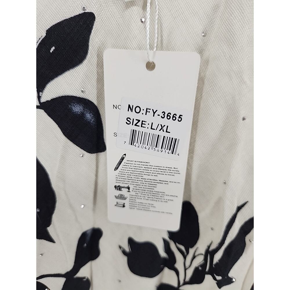 AZ Women's Dress Size L/XL Floral Cream Dress Long NEW Sleeveless Sparkle Dress - Picture 3 of 5